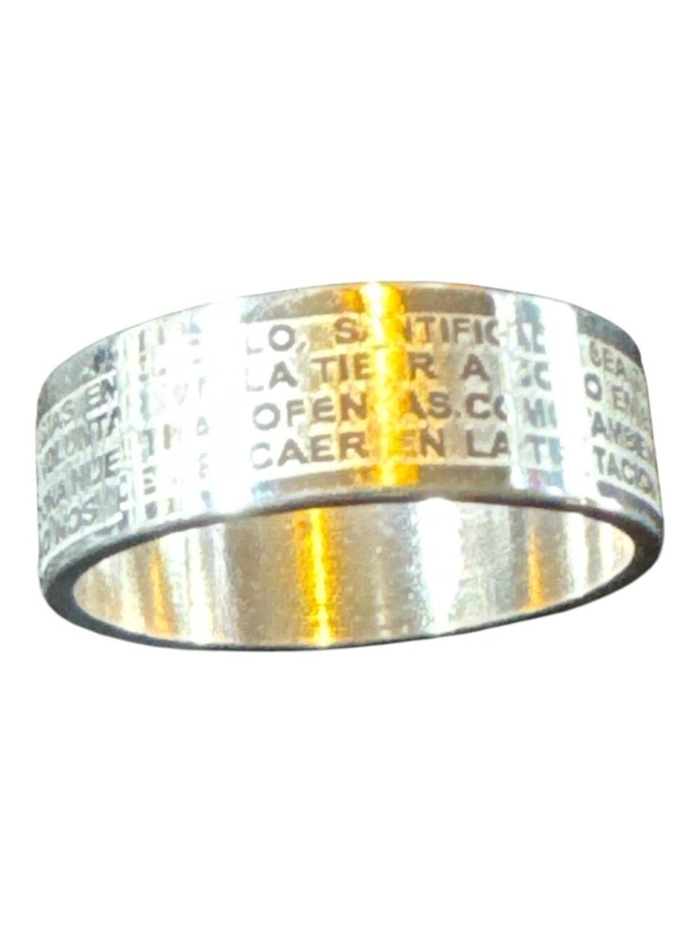 Padre Nuestro Prayer Ring Stainless Steel Engraved Spanish Lord’s Prayer Band –